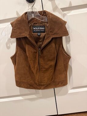 Wilson Brown Suede Sleeveless Zip-Front Vest